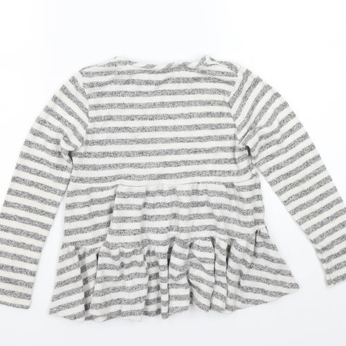F&F Girls Grey Striped  Basic T-Shirt Size 6-7 Years