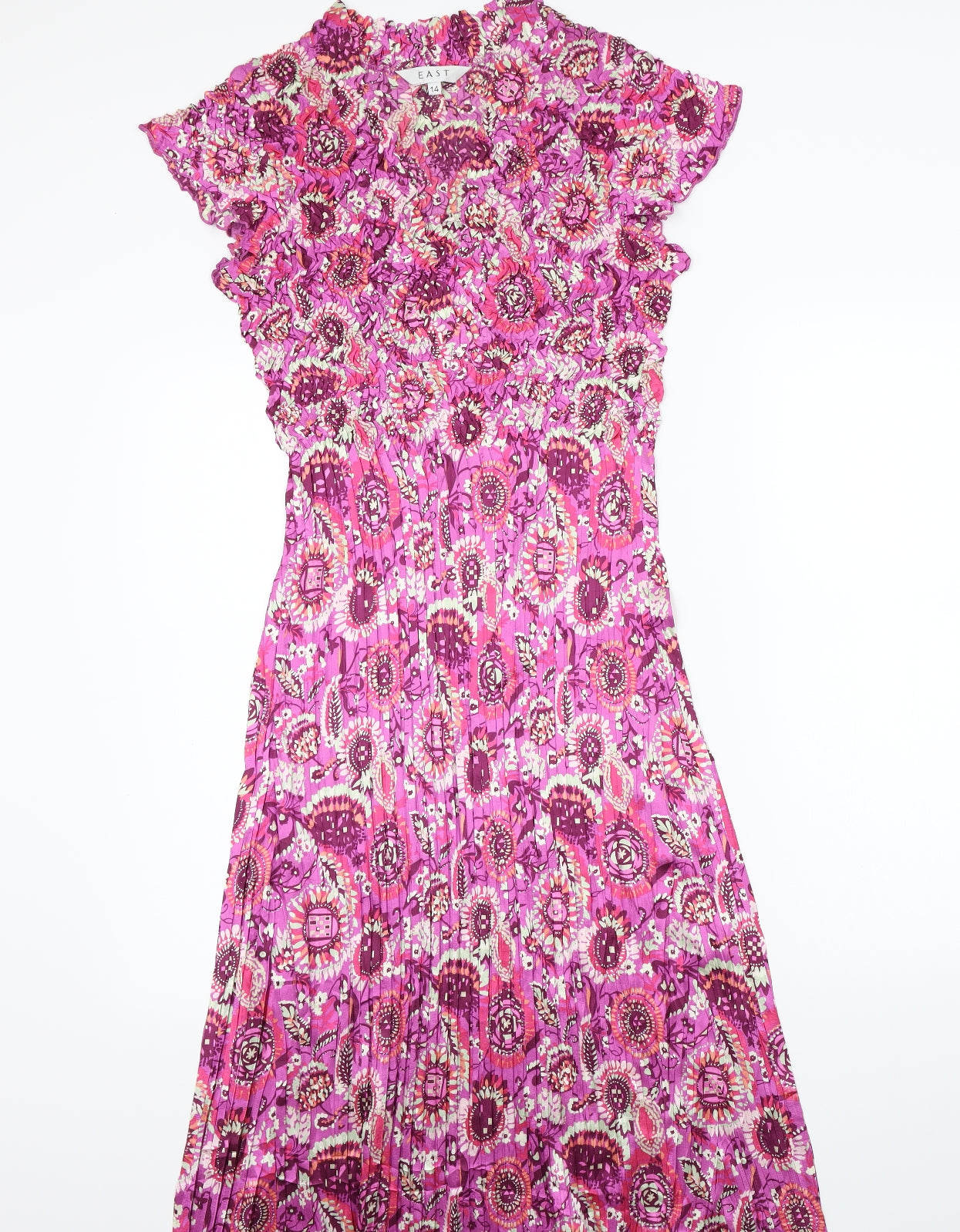 EAST Womens Pink Floral  A-Line  Size 14
