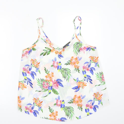 Primark Womens White Floral  Basic Tank Size 14
