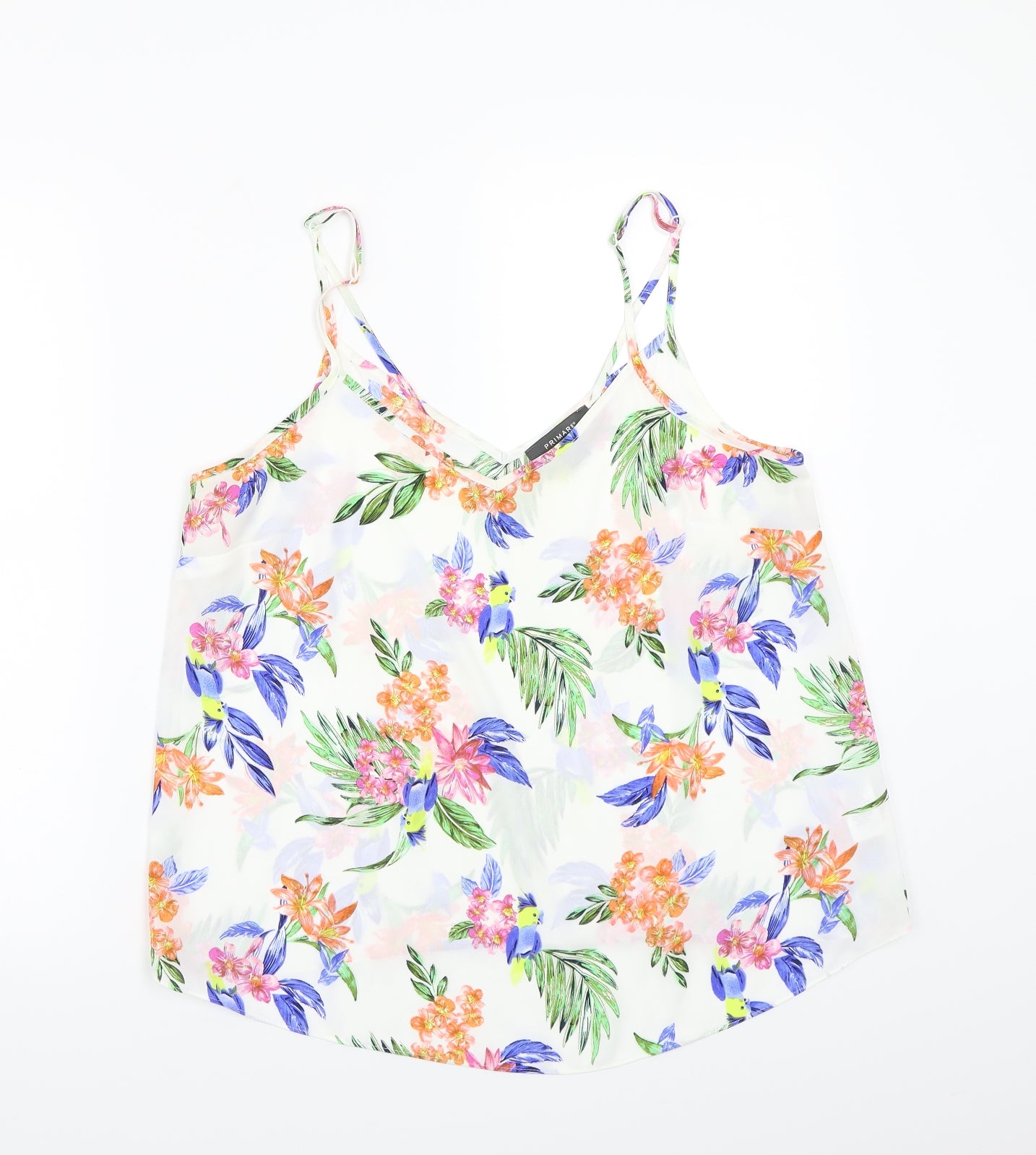 Primark Womens White Floral  Basic Tank Size 14