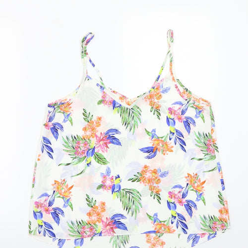 Primark Womens White Floral  Basic Tank Size 14
