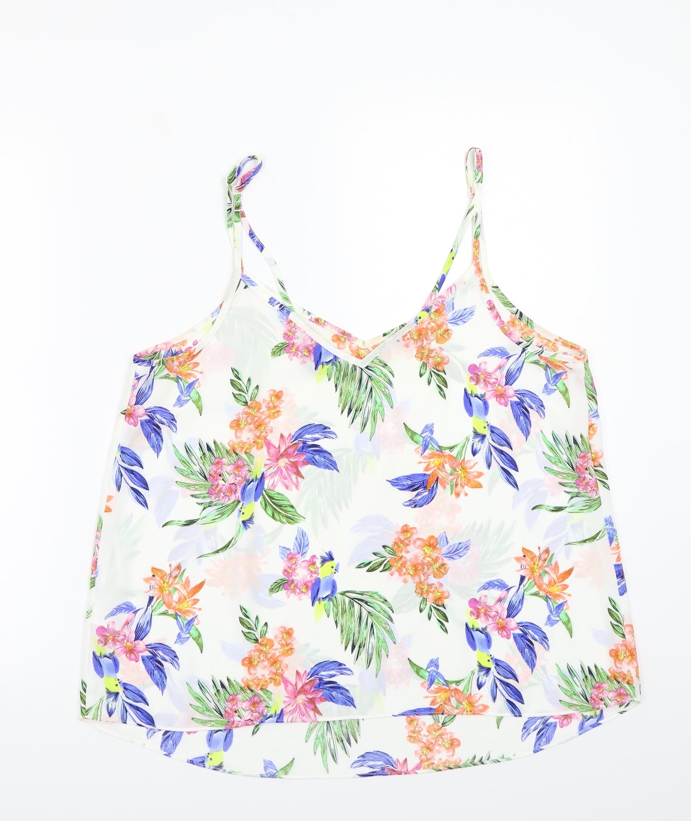 Primark Womens White Floral  Basic Tank Size 14