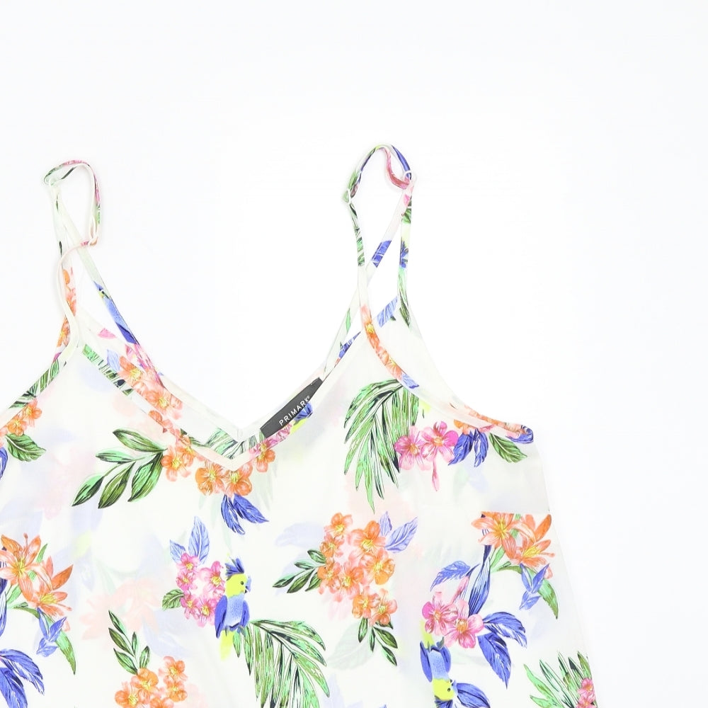 Primark Womens White Floral  Basic Tank Size 14