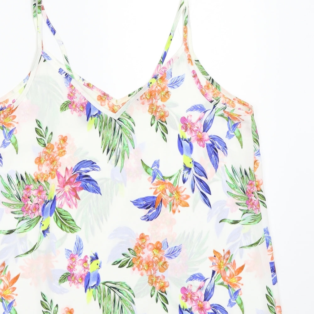 Primark Womens White Floral  Basic Tank Size 14