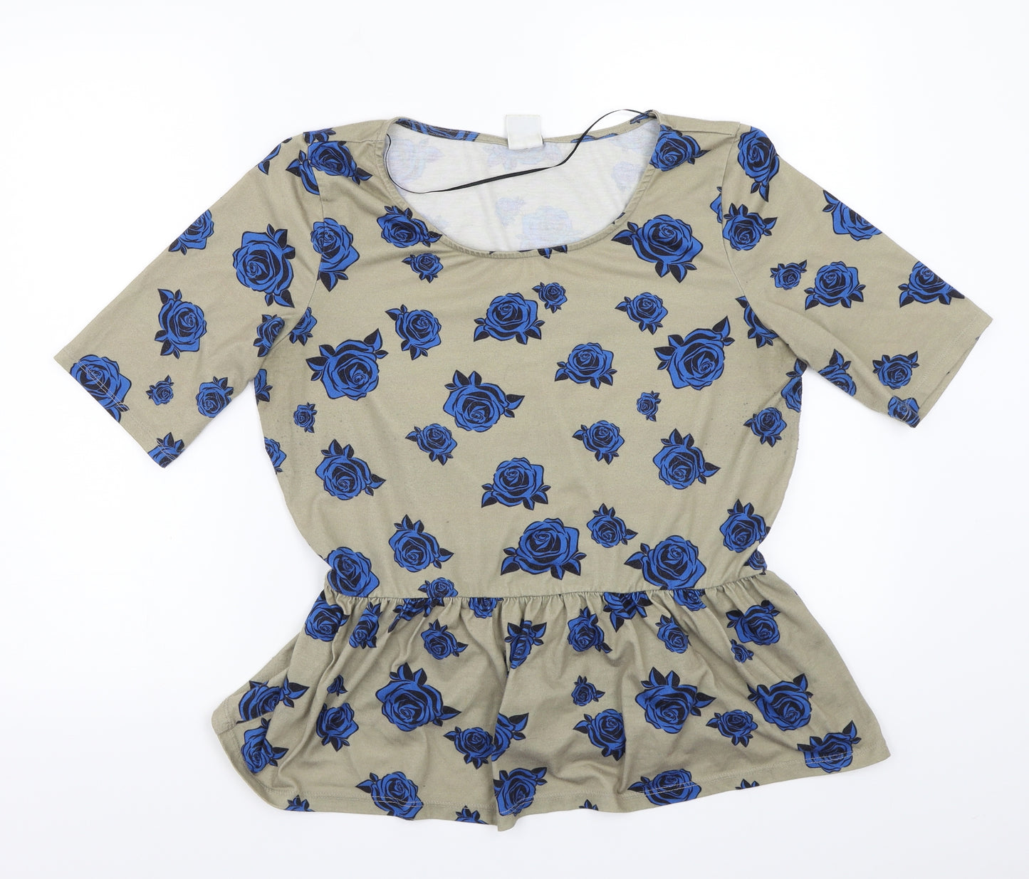 VERO MODA Womens Green Floral  Basic T-Shirt Size L