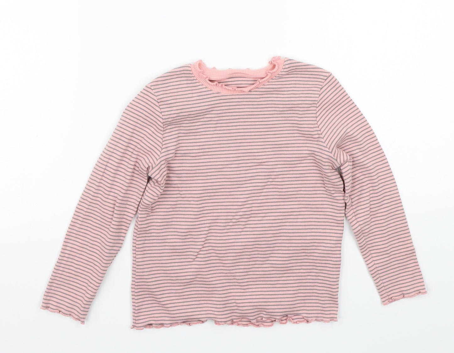 Marks and Spencer Girls Pink Striped  Basic T-Shirt Size 2-3 Years