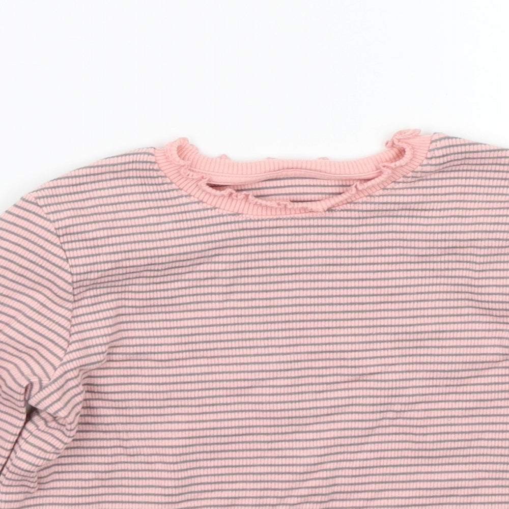 Marks and Spencer Girls Pink Striped  Basic T-Shirt Size 2-3 Years