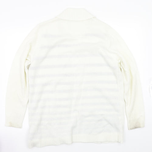 EWM Womens White Striped  Pullover Jumper Size L