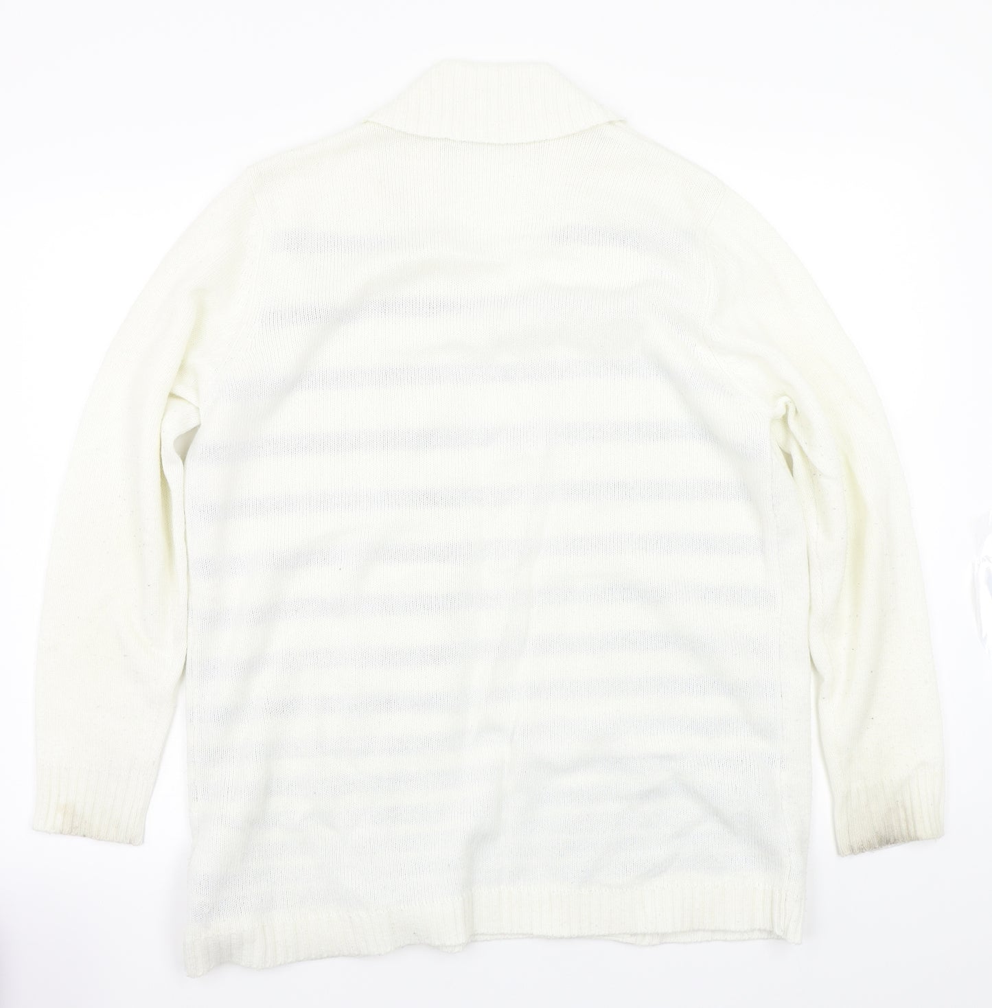 EWM Womens White Striped  Pullover Jumper Size L