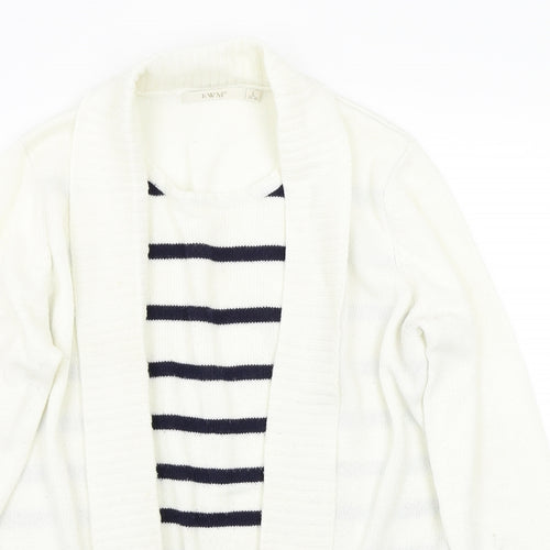 EWM Womens White Striped  Pullover Jumper Size L