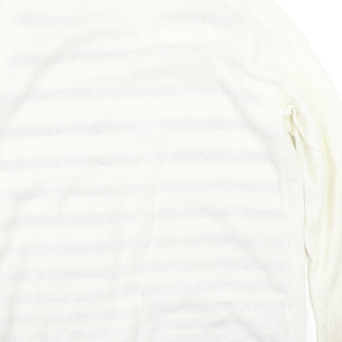EWM Womens White Striped  Pullover Jumper Size L
