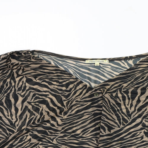 River Island Womens Brown Animal Print  Basic T-Shirt Size 8