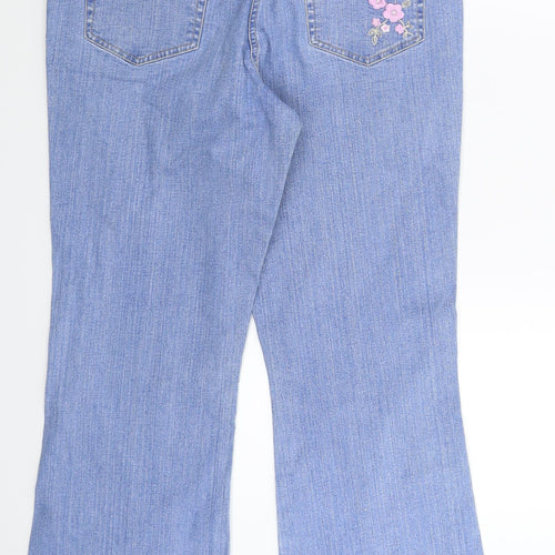 BHS Womens Blue Floral Denim Bootcut Jeans Size 14 L30 in