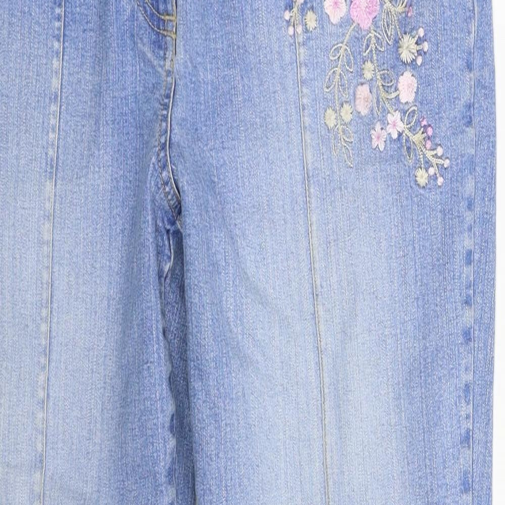 BHS Womens Blue Floral Denim Bootcut Jeans Size 14 L30 in