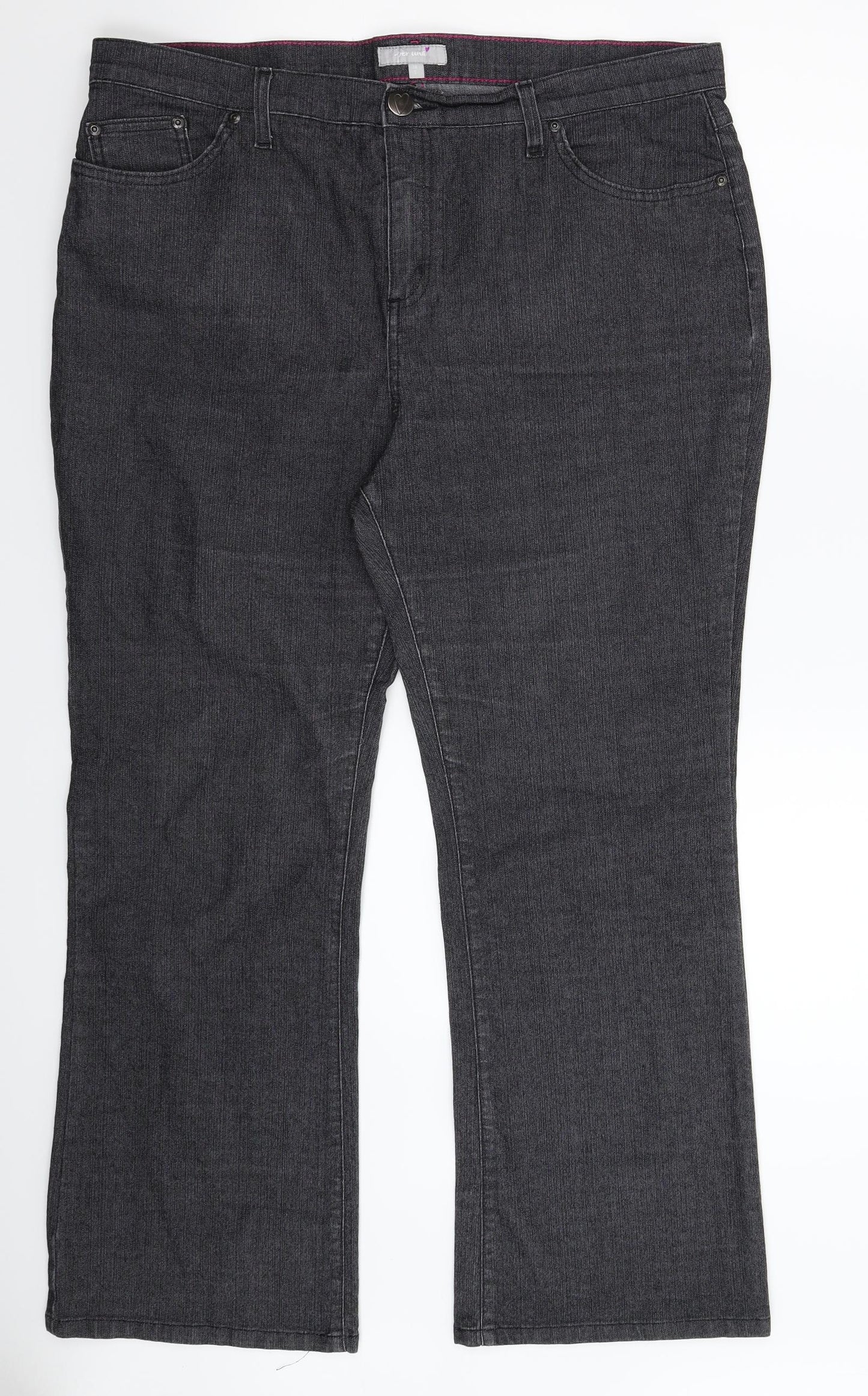 Per Una Womens Black  Denim Bootcut Jeans Size 18 L28 in