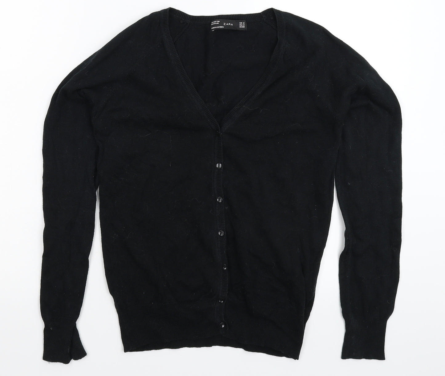 Zara Womens Black  Knit Cardigan Jumper Size M