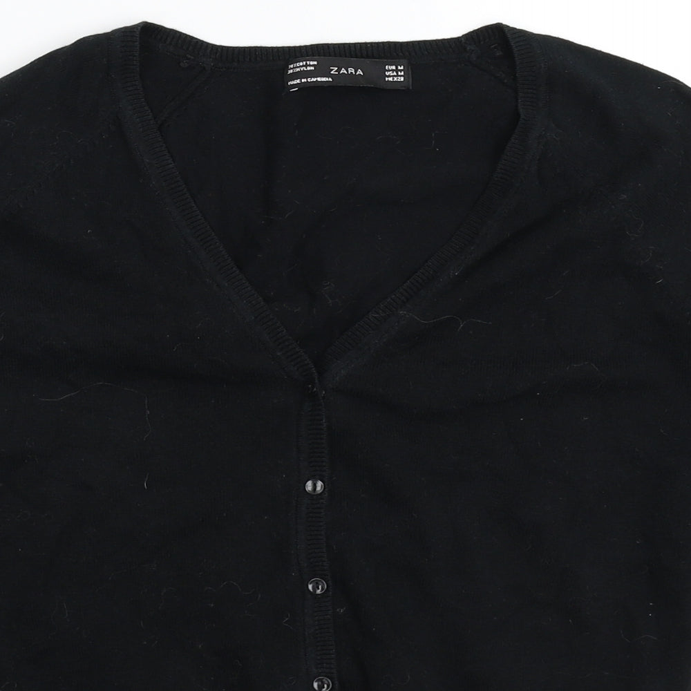 Zara Womens Black  Knit Cardigan Jumper Size M