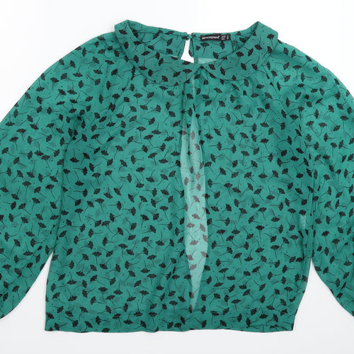 Atmosphere Womens Green Floral Satin Basic Blouse Size 10