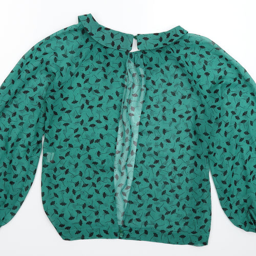Atmosphere Womens Green Floral Satin Basic Blouse Size 10