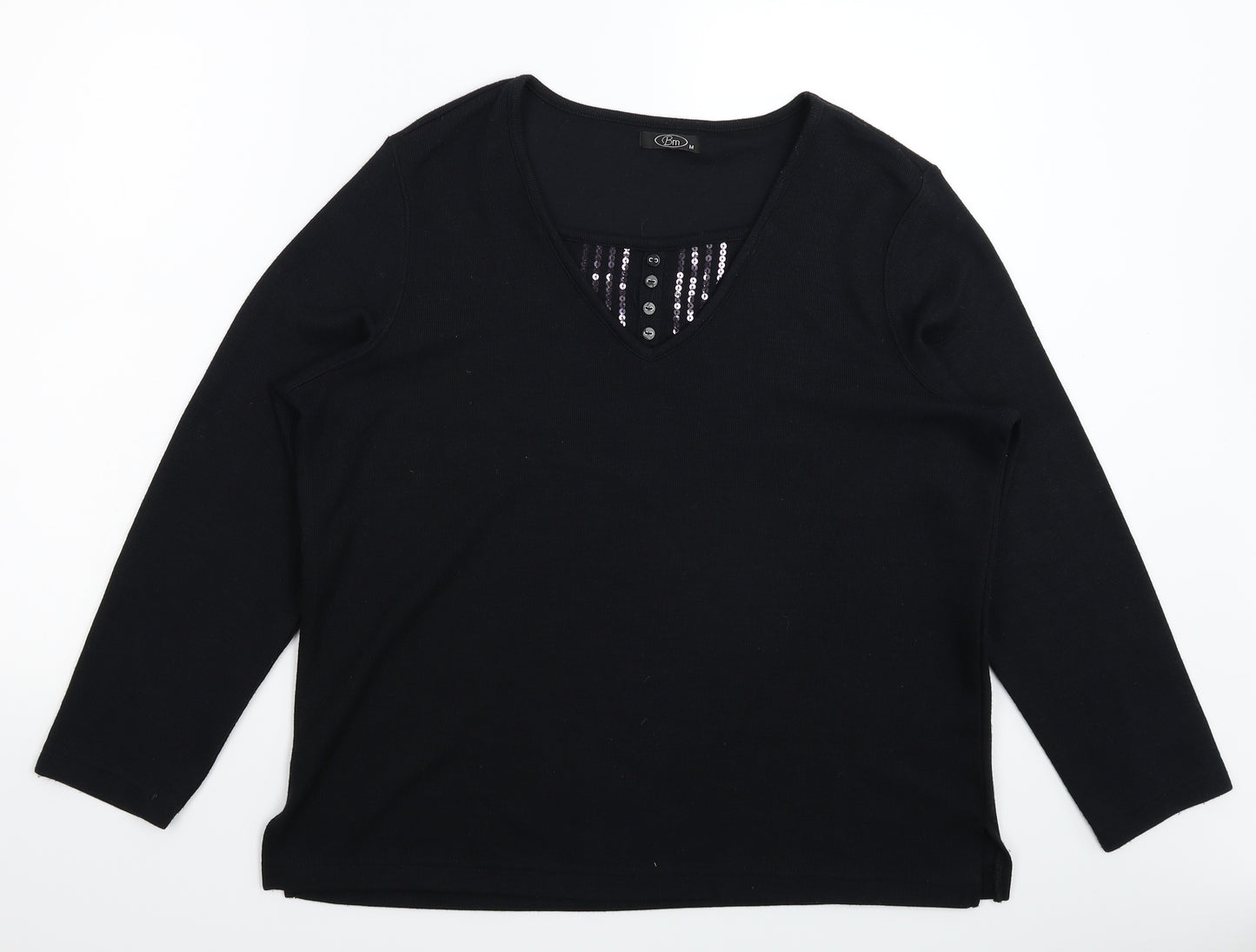 BM Womens Black  Knit Pullover Jumper Size M
