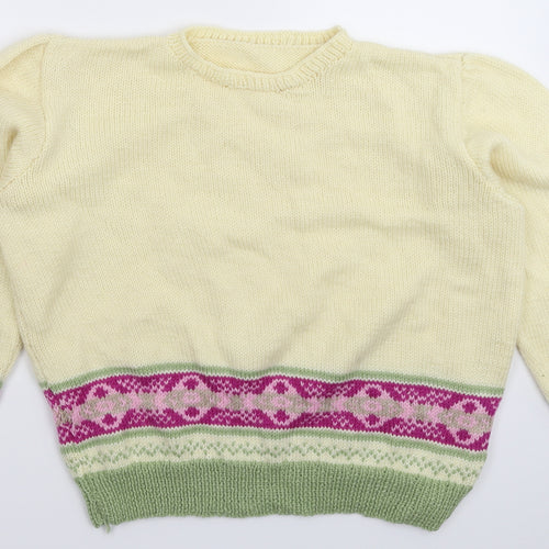 Preworn Womens White Geometric Knit Pullover Jumper Size 20