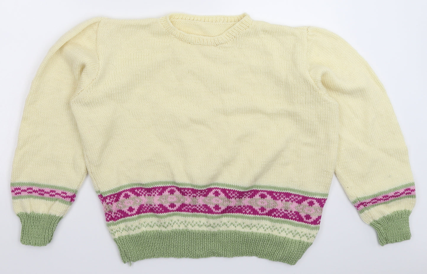 Preworn Womens White Geometric Knit Pullover Jumper Size 20