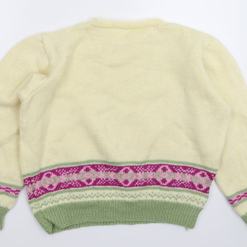 Preworn Womens White Geometric Knit Pullover Jumper Size 20