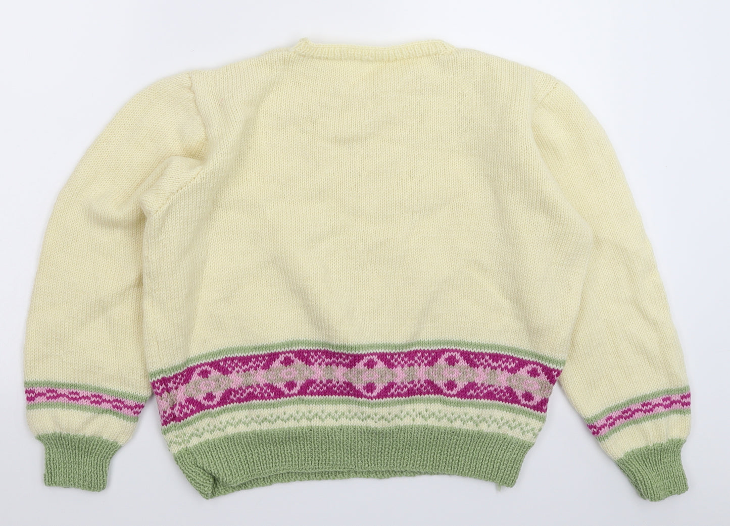 Preworn Womens White Geometric Knit Pullover Jumper Size 20