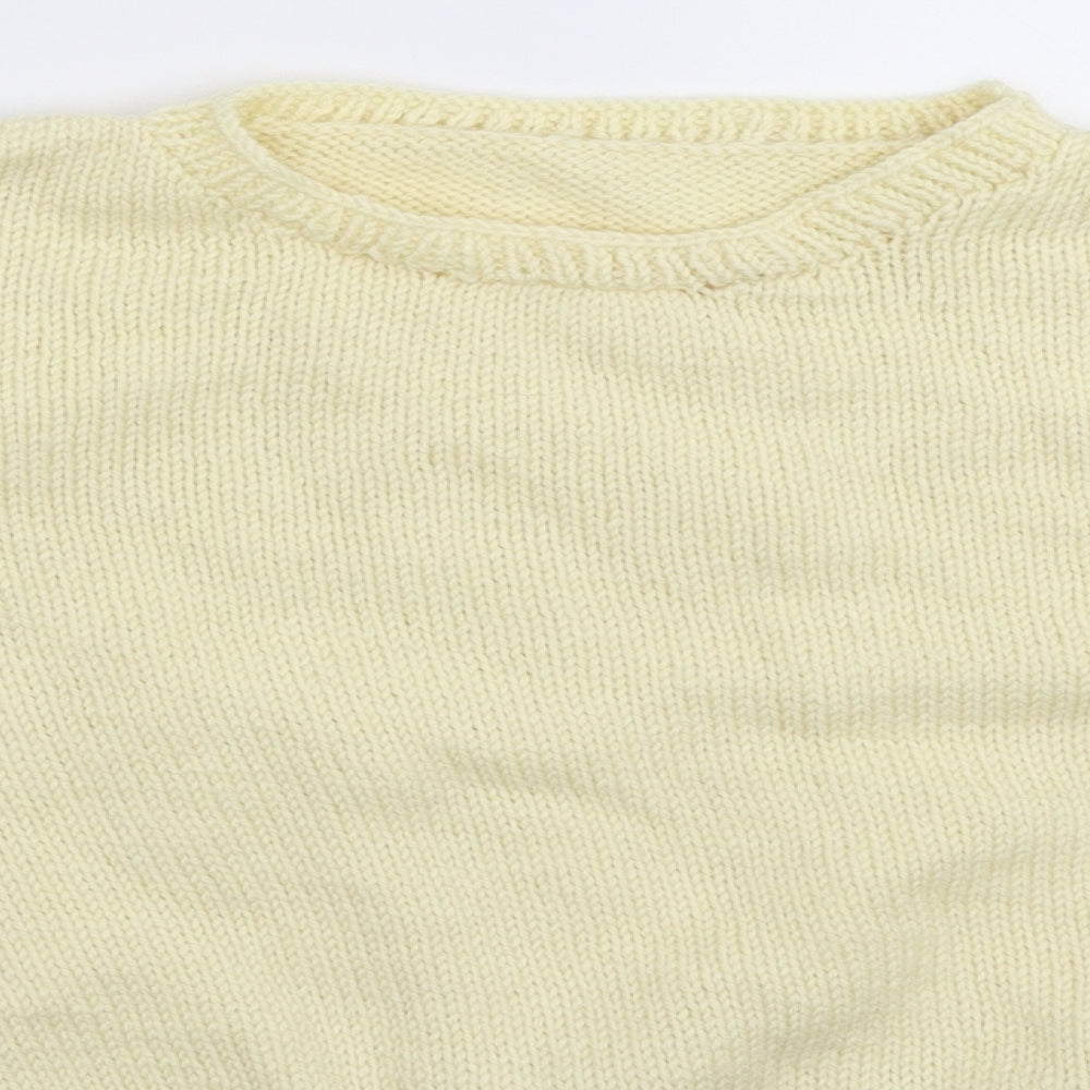 Preworn Womens White Geometric Knit Pullover Jumper Size 20