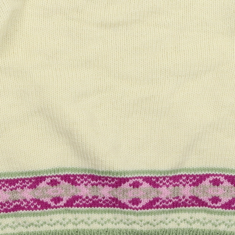 Preworn Womens White Geometric Knit Pullover Jumper Size 20