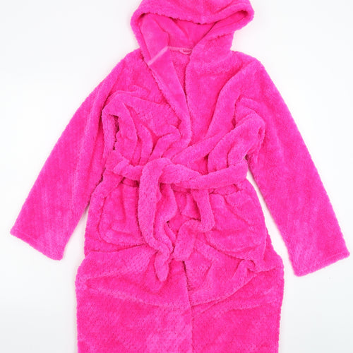 Marks and Spencer Girls Pink Solid Fleece Kimono Robe Size 11-12 Years