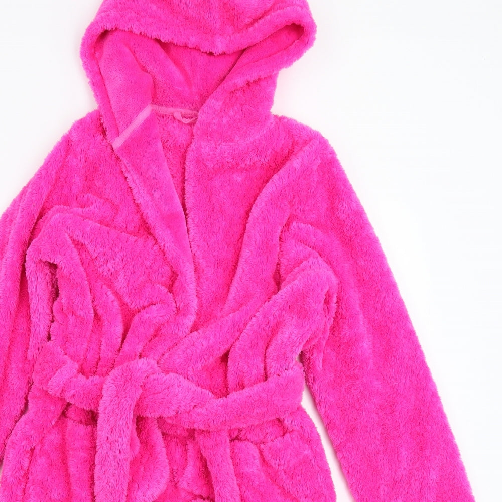 Marks and Spencer Girls Pink Solid Fleece Kimono Robe Size 11-12 Years