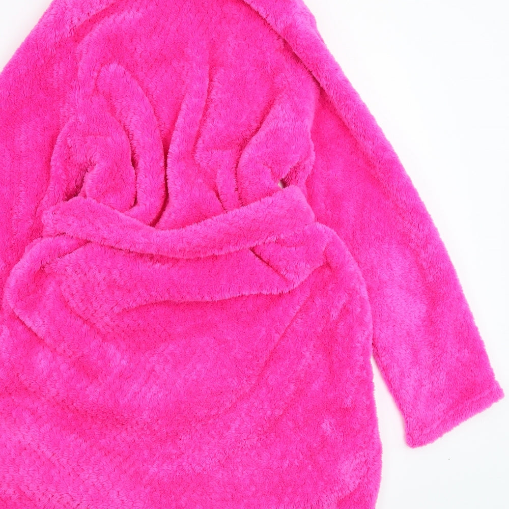 Marks and Spencer Girls Pink Solid Fleece Kimono Robe Size 11-12 Years
