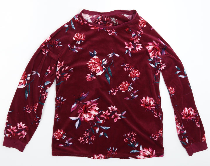 Love To Lounge Womens Multicoloured Floral Fleece Top Pyjama Top Size 8
