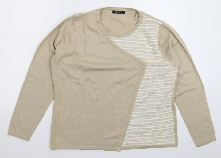 BM Womens Beige Striped Knit Pullover Jumper Size M
