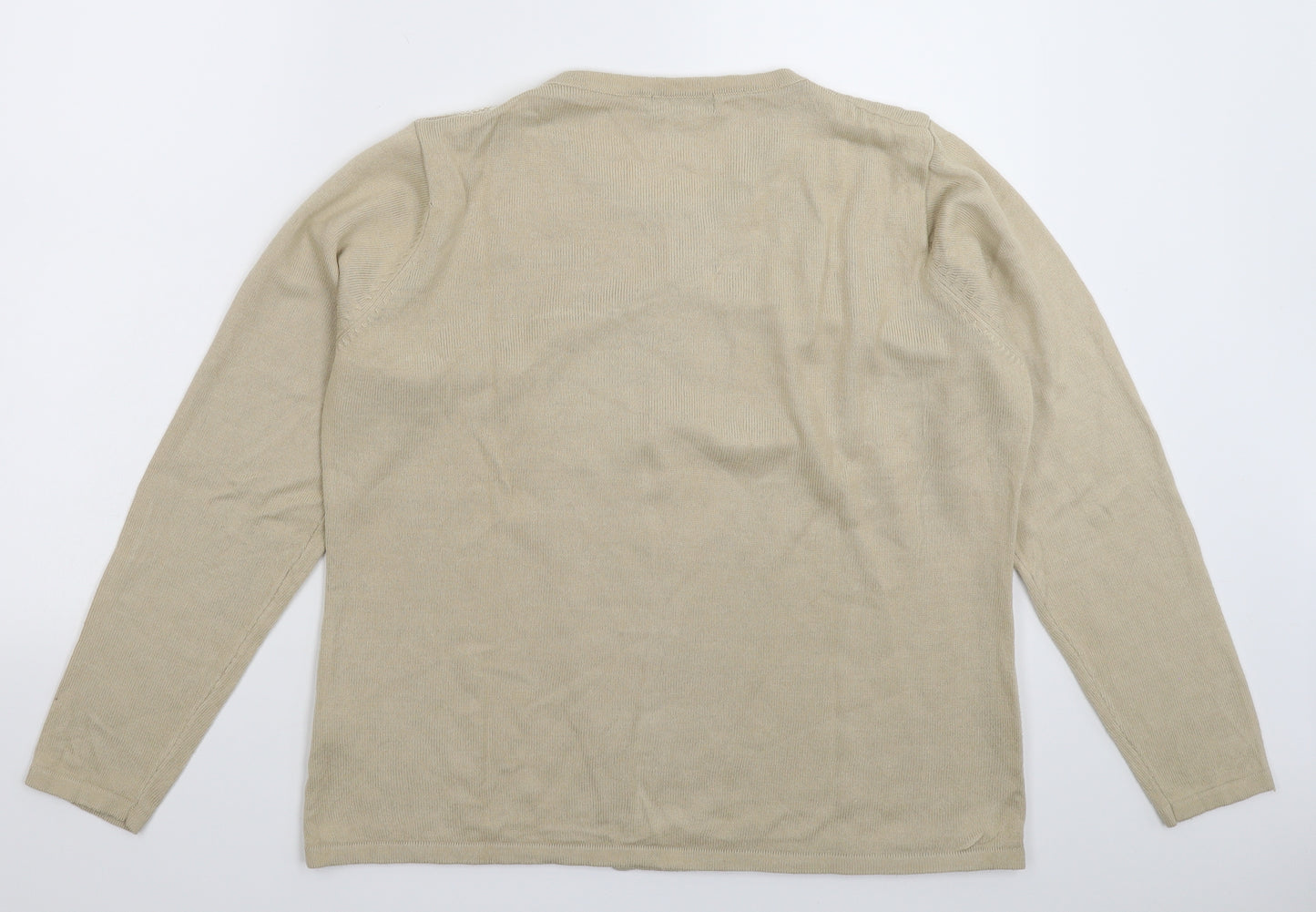 BM Womens Beige Striped Knit Pullover Jumper Size M
