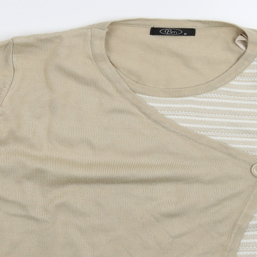 BM Womens Beige Striped Knit Pullover Jumper Size M