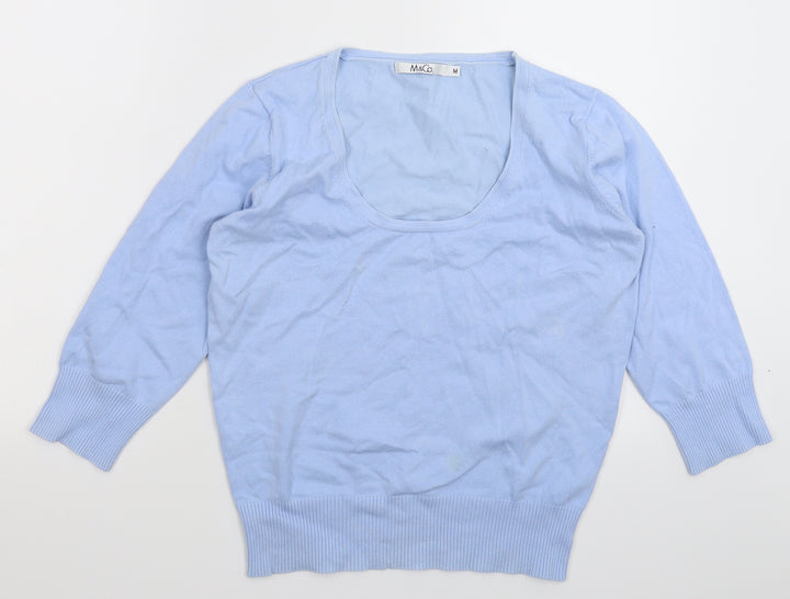 M&Co Womens Blue Knit Pullover Jumper Size M