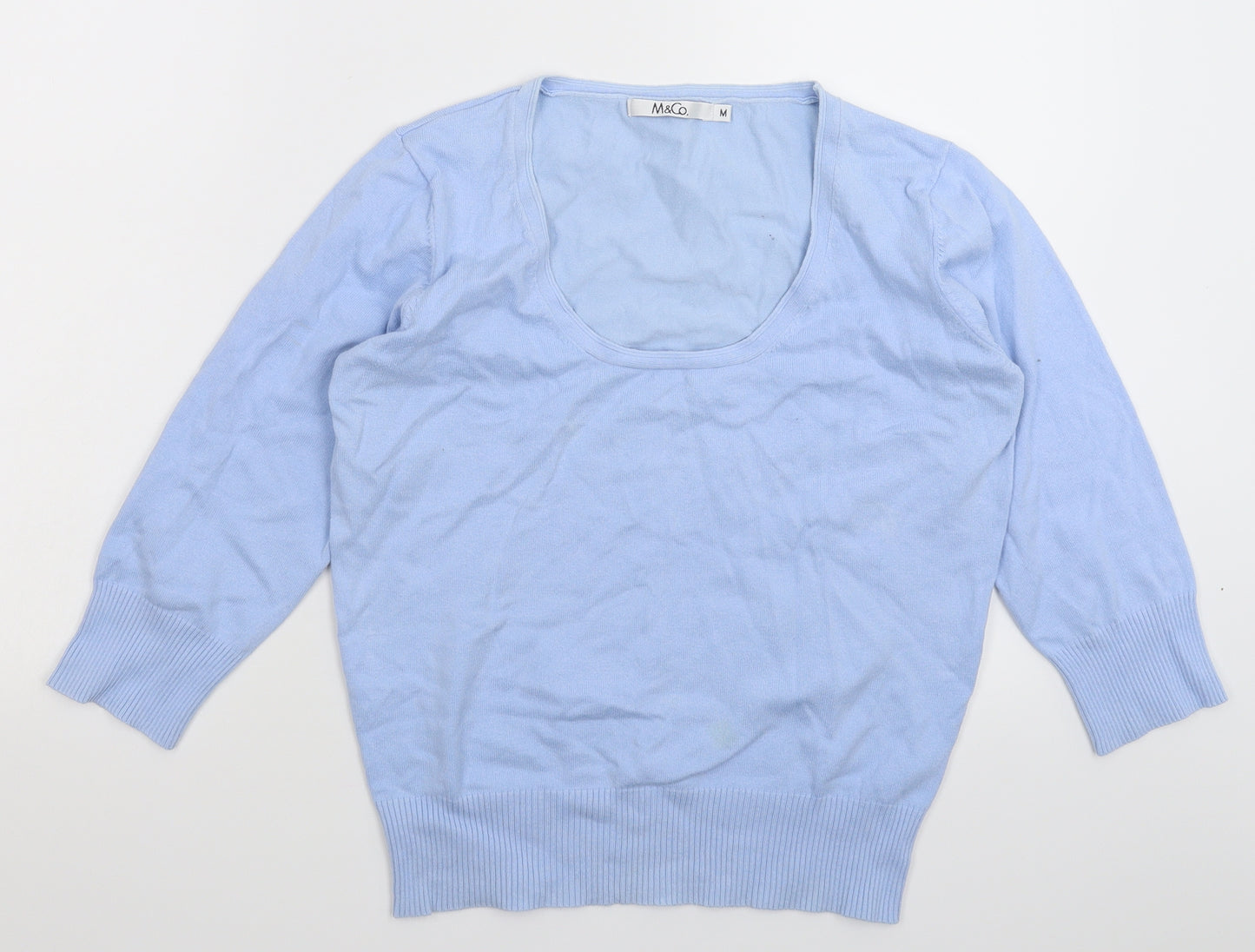 M&Co Womens Blue  Knit Pullover Jumper Size M