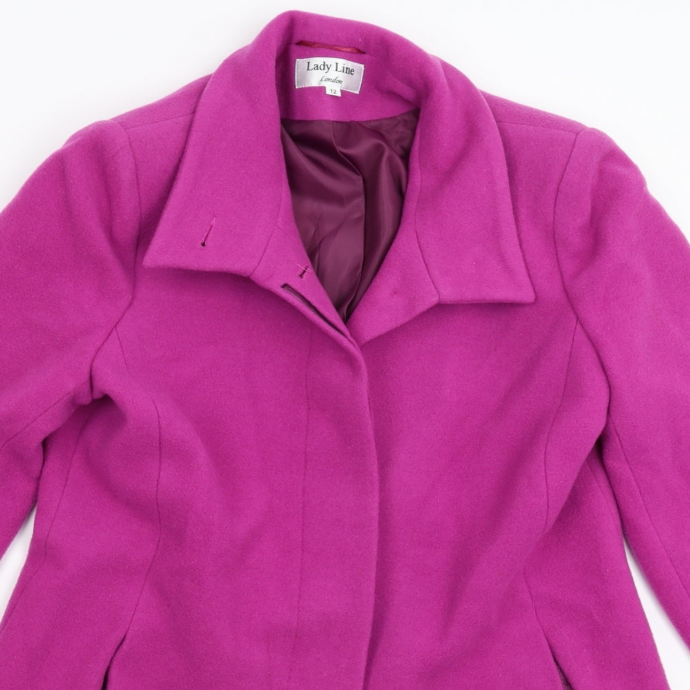 Lady Line Womens Pink  Fleece Pea Coat Coat Size 12