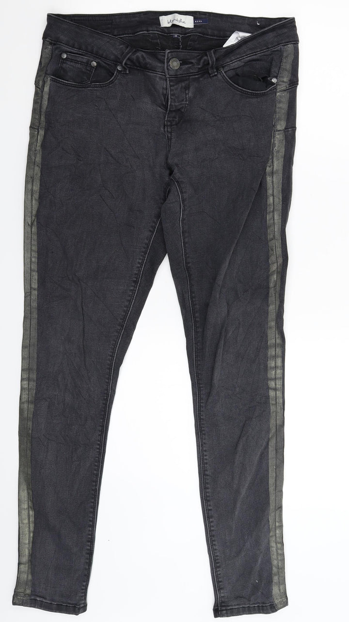 Blend She Womens Grey Striped Denim Skinny Jeans Size 32 in L30 in