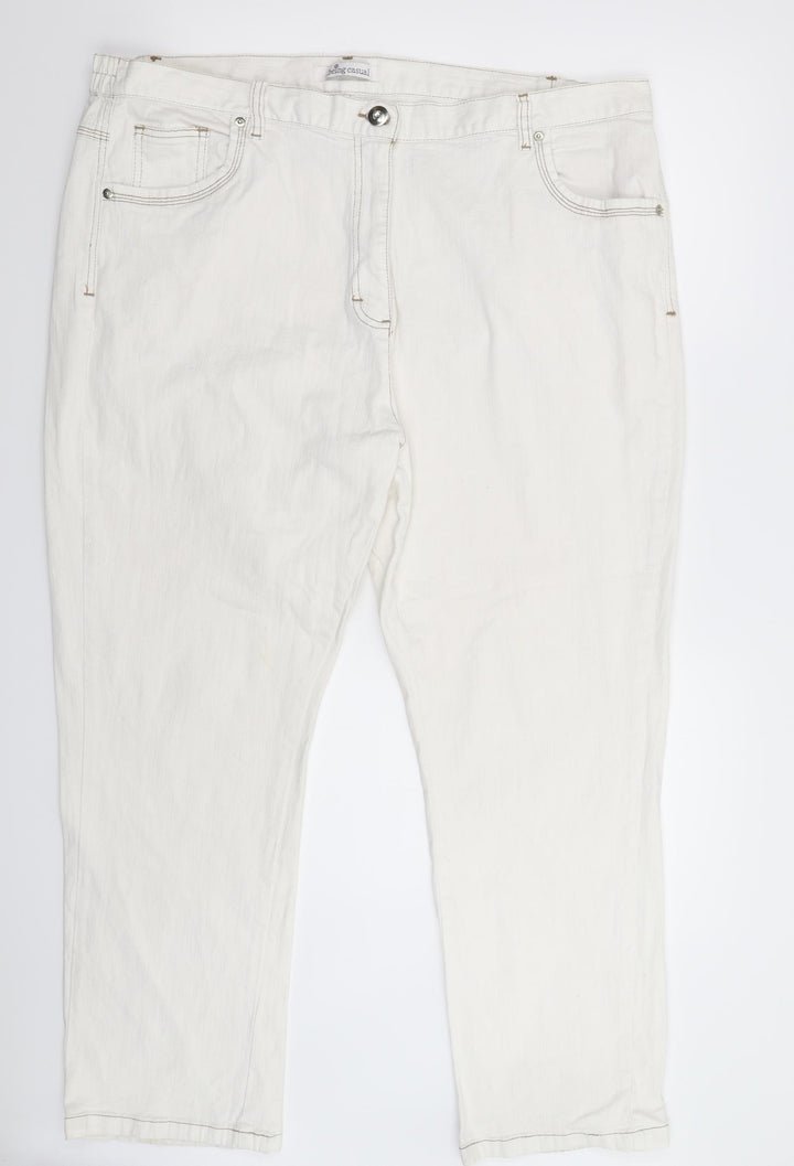 Being Casual Womens White Denim Straight Jeans Size 42 in L28 in
