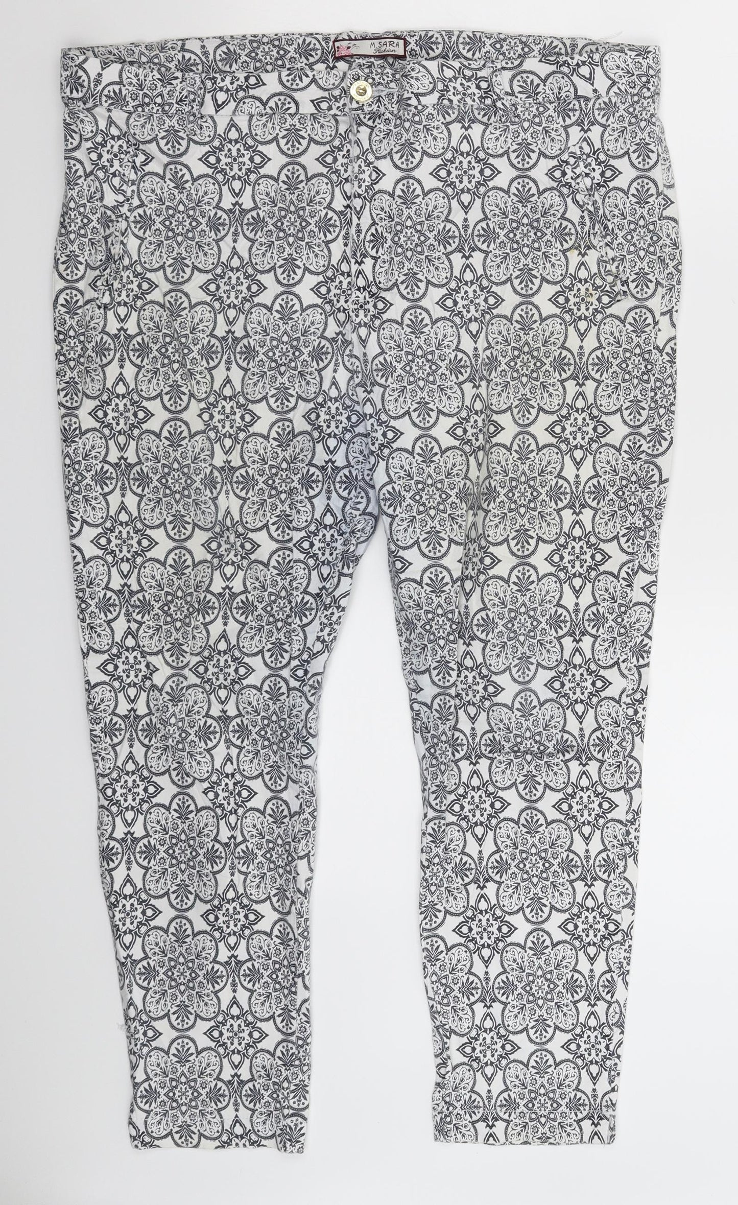Preworn Womens White Floral  Trousers  Size 38 in L25 in