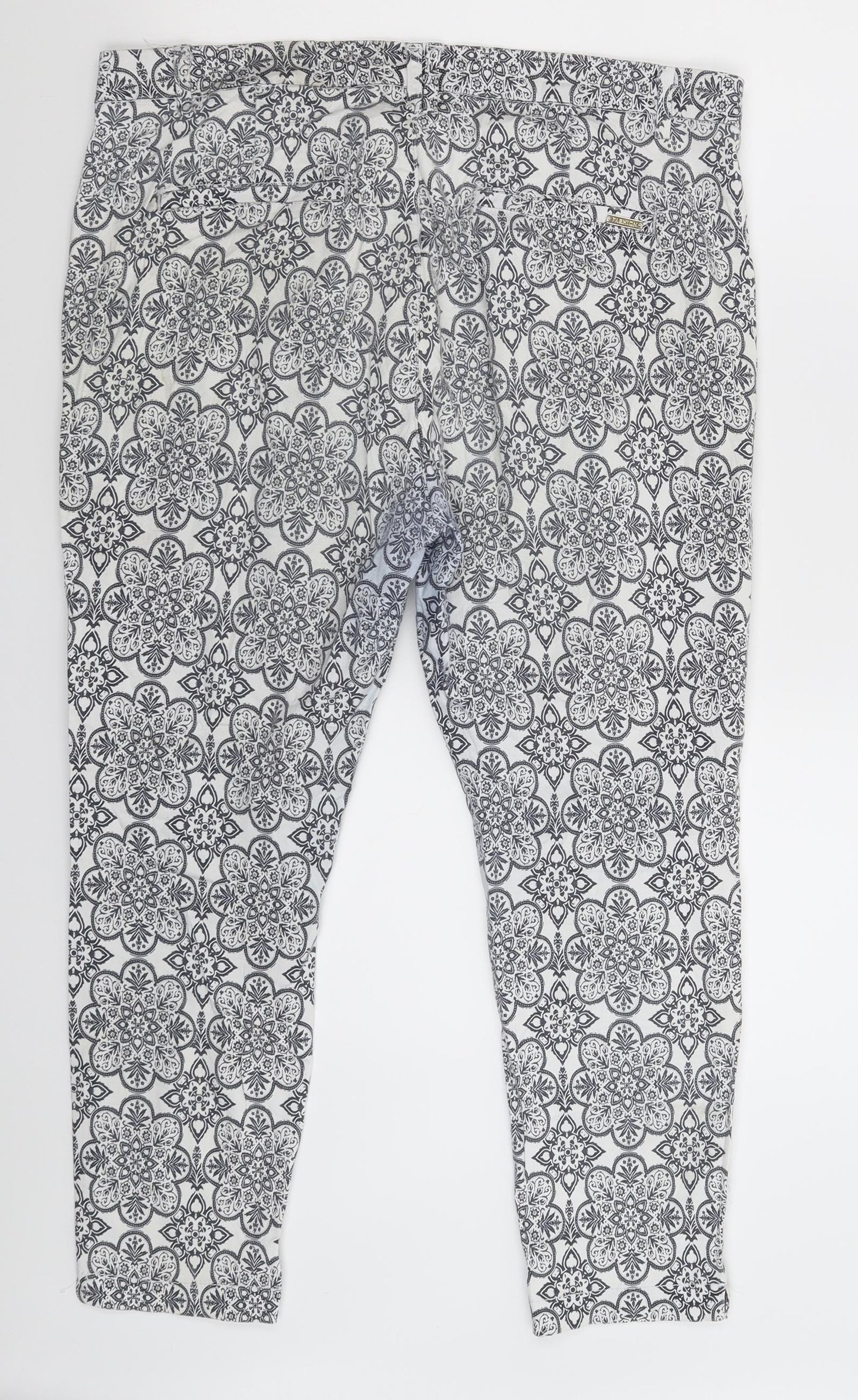 Preworn Womens White Floral  Trousers  Size 38 in L25 in