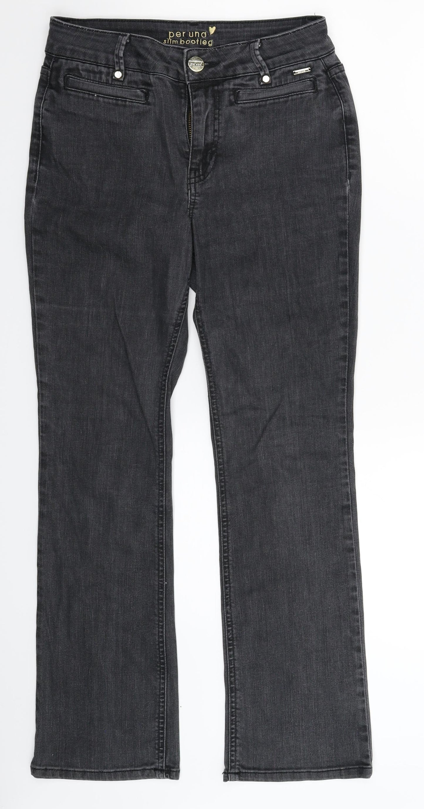 Per Una Womens Black  Denim Straight Jeans Size 28 in L28 in