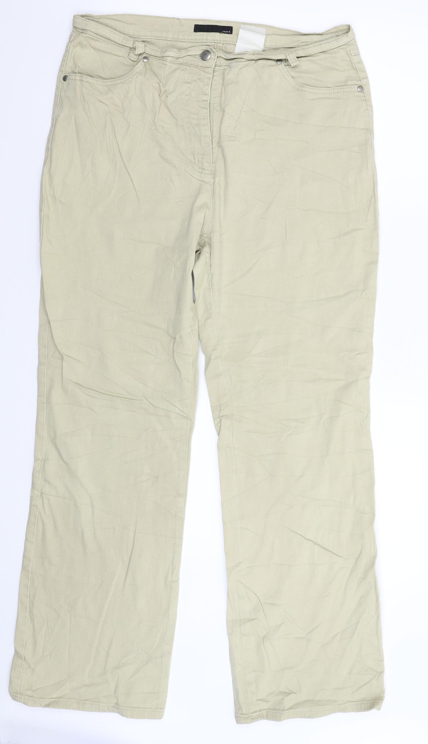 Laura M Womens Beige  Denim Straight Jeans Size 32 in L31 in