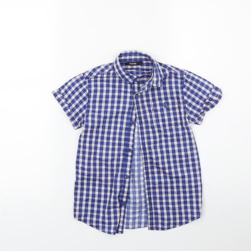 George Boys Blue Check  Basic Button-Up Size 5-6 Years