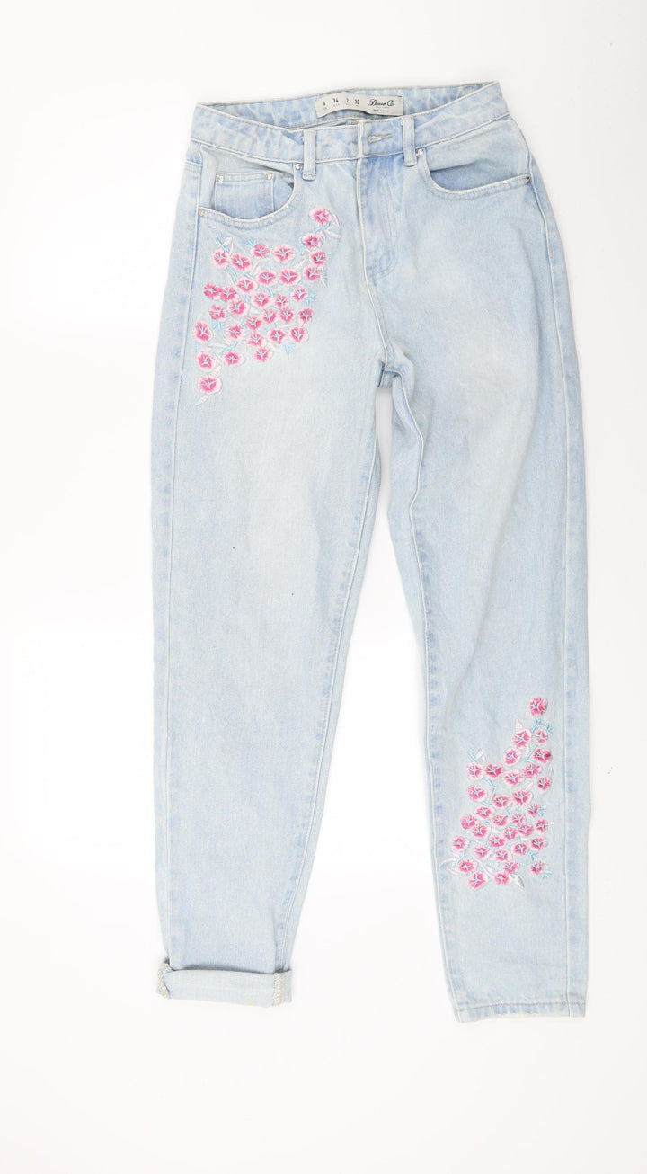 rimark Womens Blue Floral Denim Skinny Jeans Size 6 L27 in