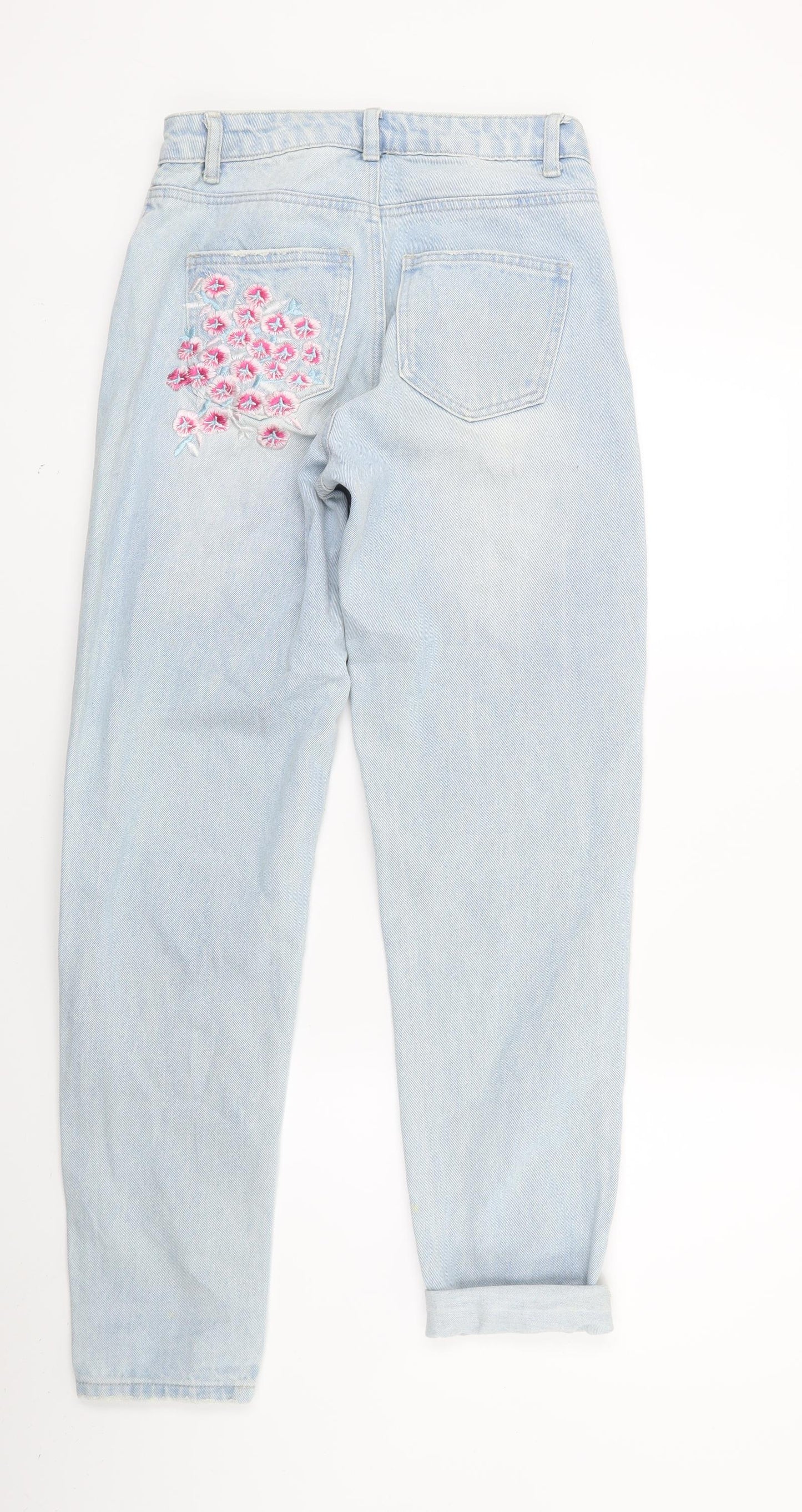 rimark Womens Blue Floral Denim Skinny Jeans Size 6 L27 in