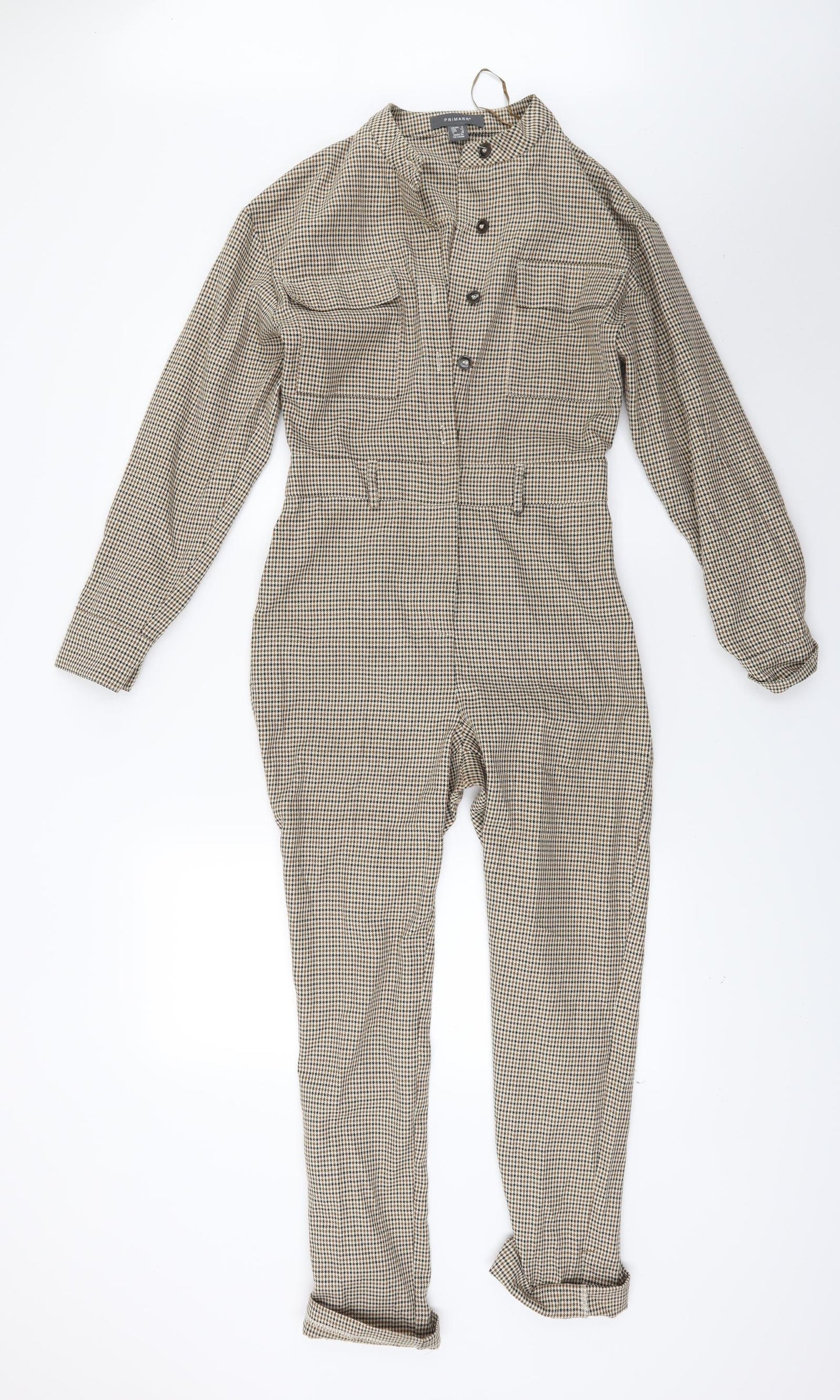 Primark Womens Beige Houndstooth  Bodysuit One-Piece Size 6 L23 in